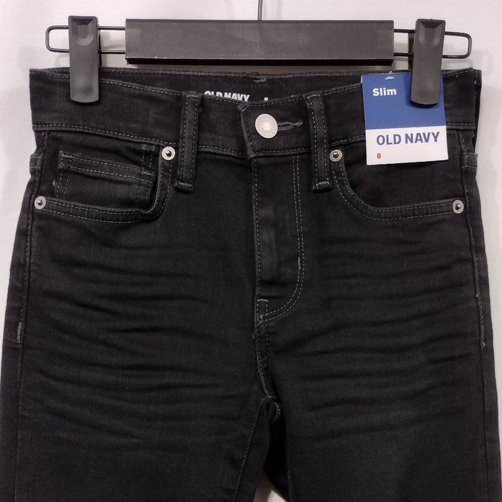 NWT Old Navy Slim Jeans Boys 8 Black Built In Flex Casual Retro 90s Y2K Casual - Picture 2 of 9